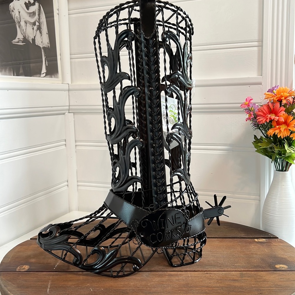 Cowboy boot wine cork holder.NWT
